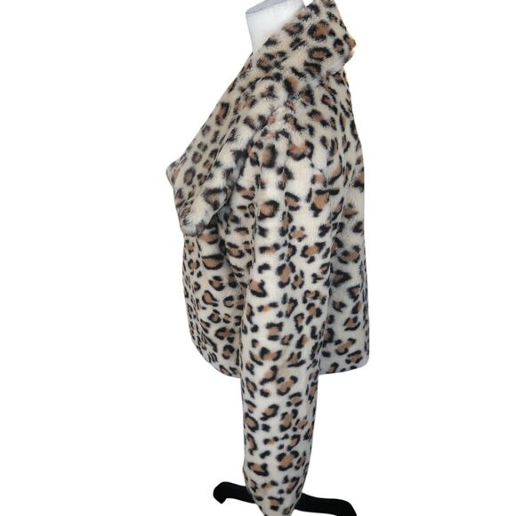 36point5 Faux Fur Cozy Soft Retro Y2K Cropped Leopard Jacket Sz L - Picture 3 of 10